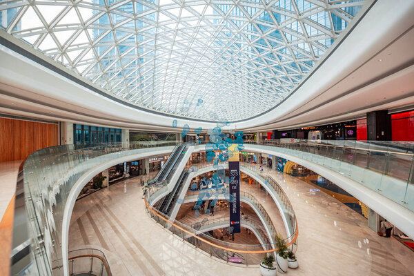 Modern Shopping Mall in Hong Kong, inner view