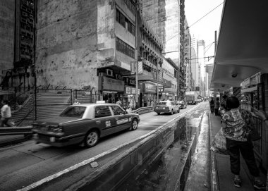 Hong Kong binalar ve archtitecture, siyah beyaz resim 