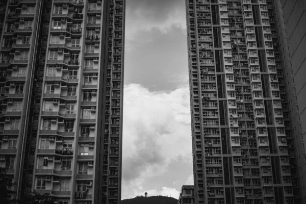 Hong Kong Edifici Archtitecture Immagine Bianco Nero — Foto Stock