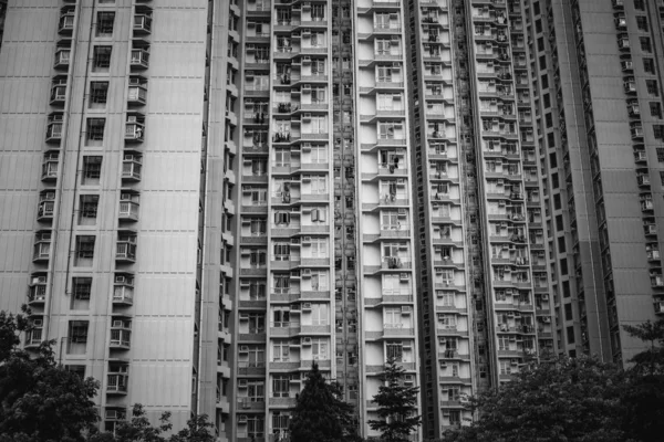 Hong Kong Gebouwen Archtitecture Zwart Wit Beeld — Stockfoto