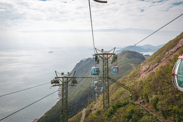 Hong Kong Novembro 2018 Turistas Viajam Teleférico Ocean Park — Fotografia de Stock