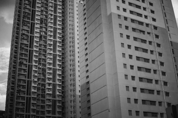 Hong Kong Gebouwen Archtitecture Zwart Wit Beeld — Stockfoto