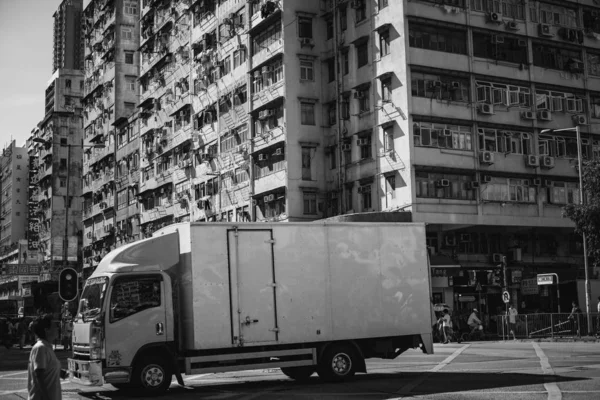 Hong Kong Gebäude Und Archtitektur Schwarz Weiß Bild — Stockfoto