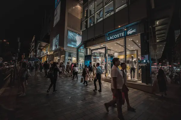 Серпня 2017 Цим Цуй Гонконг Видом Вулицю Натовп Людей Ночах — стокове фото