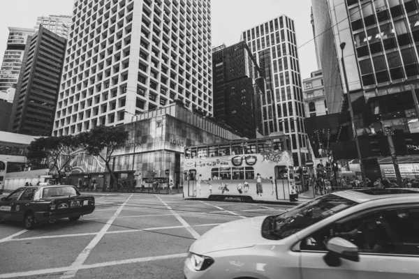 Μαύρο Και Λευκό Εικόνα Από Συνωστισμό Στους Δρόμους Του Χονγκ — Φωτογραφία Αρχείου