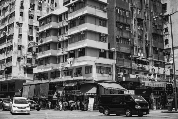 Hong Kong Gebäude Und Archtitektur Schwarz Weiß Bild — Stockfoto