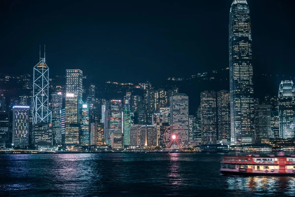 香港维多利亚港夜景 — 图库照片