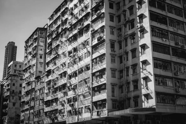 香港建筑及建筑 黑白图像 — 图库照片