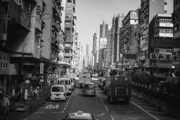 Hong Kong Gebäude Und Archtitektur Schwarz Weiß Bild — Stockfoto