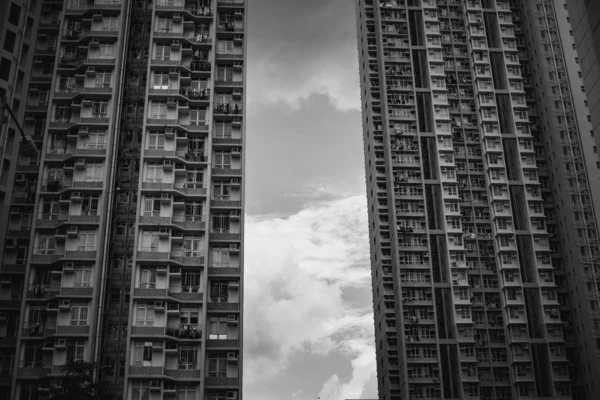 Hong Kong Budynków Archtitecture Czarno Biały Obraz — Zdjęcie stockowe