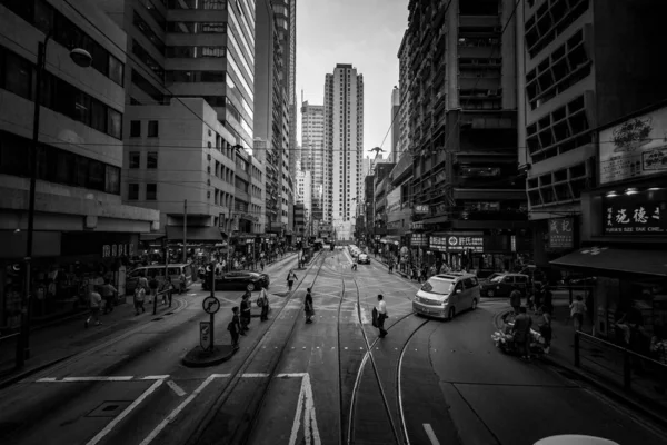 Hong Kong Épületek Archtitecture Fekete Fehér Kép — Stock Fotó