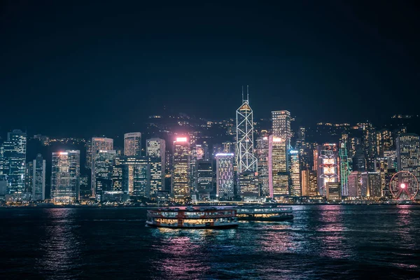 Hong Kong Victoria Harbor Scene Night — Stock Photo, Image
