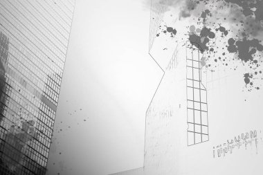 Modern mimari arka plan, siyah beyaz resim 