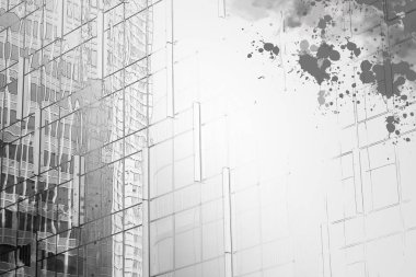 Modern mimari arka plan, siyah beyaz resim 