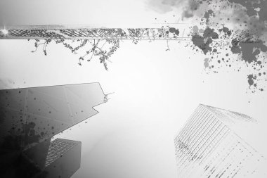 Modern mimari arka plan, siyah beyaz resim 