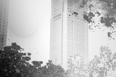 Modern mimari arka plan, siyah beyaz resim 