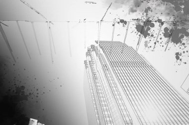 Modern mimari arka plan, siyah beyaz resim 