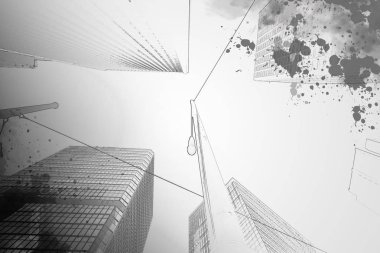 Modern mimari arka plan, siyah beyaz resim 