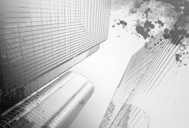 Modern mimari arka plan, siyah beyaz resim 