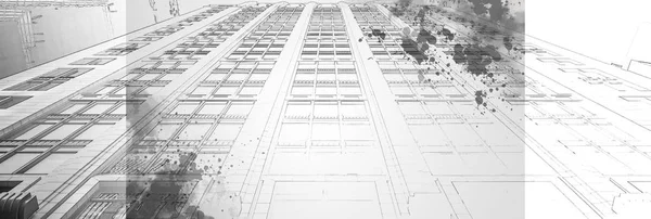 Abstrakte Moderne Architektur Hintergrund Schwarz Weiß Bild — Stockfoto