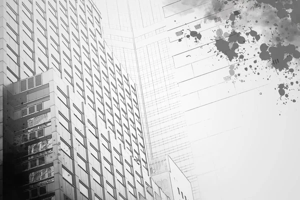 Modern Mimari Arka Plan Siyah Beyaz Resim — Stok fotoğraf