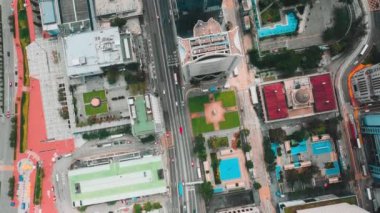 Sinematik renk kademeli ile Hong Kong Merkez İlçesi havadan görünümü  