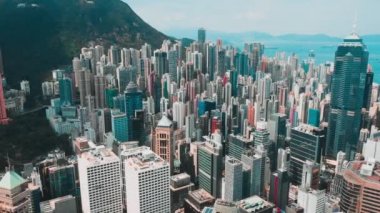 Sinematik renk kademeli ile Hong Kong Merkez İlçesi havadan görünümü  