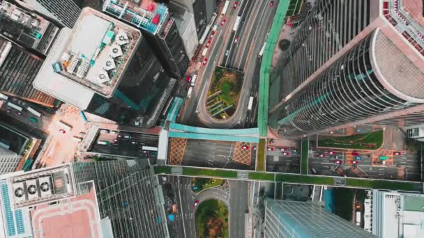 Centrale Hong Kong Wijk Luchtfoto Met Filmische Kleur Ingedeeld — Stockvideo