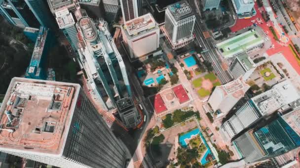 Hong Kong Vista Aérea Distrito Central Com Cor Cinematográfica Graduada — Vídeo de Stock