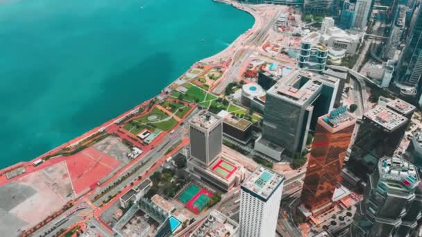 Hong Kong Central Vista Aerea Distretto Con Colore Cinematografico Graduato — Video Stock