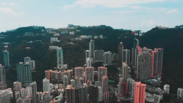 香港セントラル地区傾斜映画色の空撮 — ストック動画