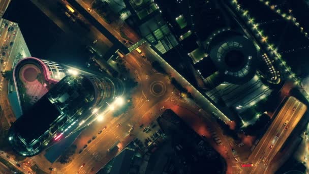 Kota Malam Hong Kong Pusat Kabupaten Pada Pandangan Udara Dengan — Stok Video