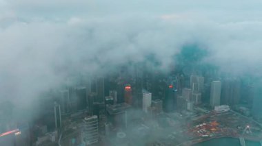Merkez, Hong Kong - 10 Jan 2019: Sunrise Hong Kong Merkezi bölgesinde yer alan havadan görünümü