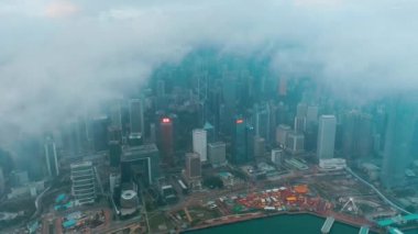 Merkez, Hong Kong - 10 Jan 2019: Sunrise Hong Kong Merkezi bölgesinde yer alan havadan görünümü