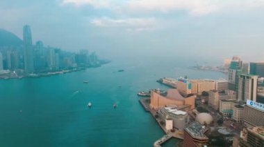 Merkez, Hong Kong - 10 Jan 2019: Sunrise Hong Kong Merkezi bölgesinde yer alan havadan görünümü