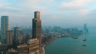 Merkez, Hong Kong - 10 Jan 2019: Sunrise Hong Kong Merkezi bölgesinde yer alan havadan görünümü