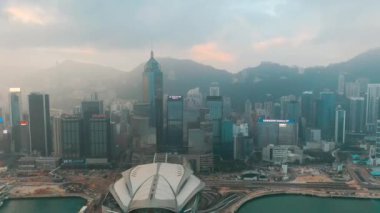 Merkez, Hong Kong - 10 Jan 2019: Sunrise Hong Kong Merkezi bölgesinde yer alan havadan görünümü