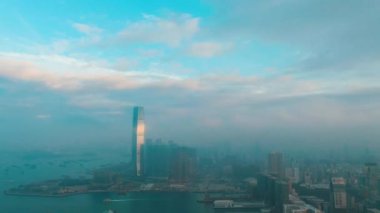 Merkez, Hong Kong - 10 Jan 2019: Sunrise Hong Kong Merkezi bölgesinde yer alan havadan görünümü