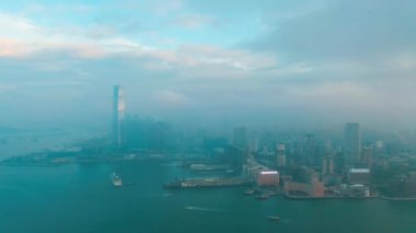 Merkez, Hong Kong - 10 Jan 2019: Sunrise Hong Kong Merkezi bölgesinde yer alan havadan görünümü