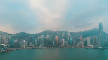 Merkez, Hong Kong - 10 Jan 2019: Sunrise Hong Kong Merkezi bölgesinde yer alan havadan görünümü