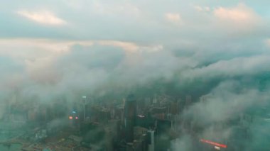 Merkez, Hong Kong - 10 Jan 2019: Sunrise Hong Kong Merkezi bölgesinde yer alan havadan görünümü