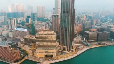 Merkez, Hong Kong - 10 Jan 2019: Sunrise Hong Kong Merkezi bölgesinde yer alan havadan görünümü