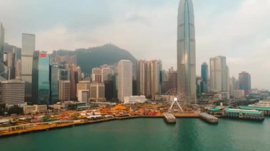 Merkez, Hong Kong - 10 Jan 2019: Sunrise Hong Kong Merkezi bölgesinde yer alan havadan görünümü