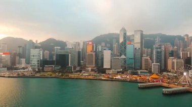 Merkez, Hong Kong - 10 Jan 2019: Sunrise Hong Kong Merkezi bölgesinde yer alan havadan görünümü
