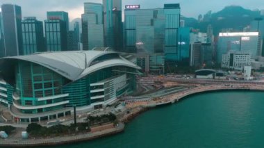 Merkez, Hong Kong - 10 Jan 2019: Sunrise Hong Kong Merkezi bölgesinde yer alan havadan görünümü