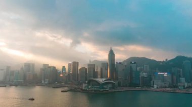 Merkez, Hong Kong - 10 Jan 2019: Sunrise Hong Kong Merkezi bölgesinde yer alan havadan görünümü