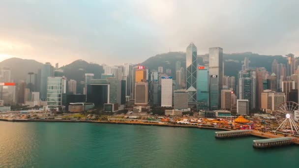 Merkez Hong Kong Jan 2019 Sunrise Hong Kong Merkezi Bölgesinde — Stok video