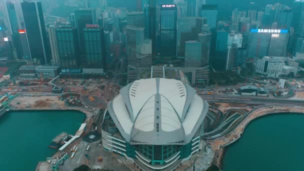 Central Hong Kong Enero 2019 Vista Aérea Del Distrito Central — Vídeos de Stock