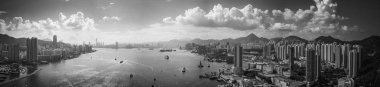Hong Kong siyah beyaz havadan görünümü 