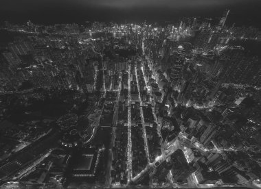 Hong Kong siyah beyaz havadan görünümü 